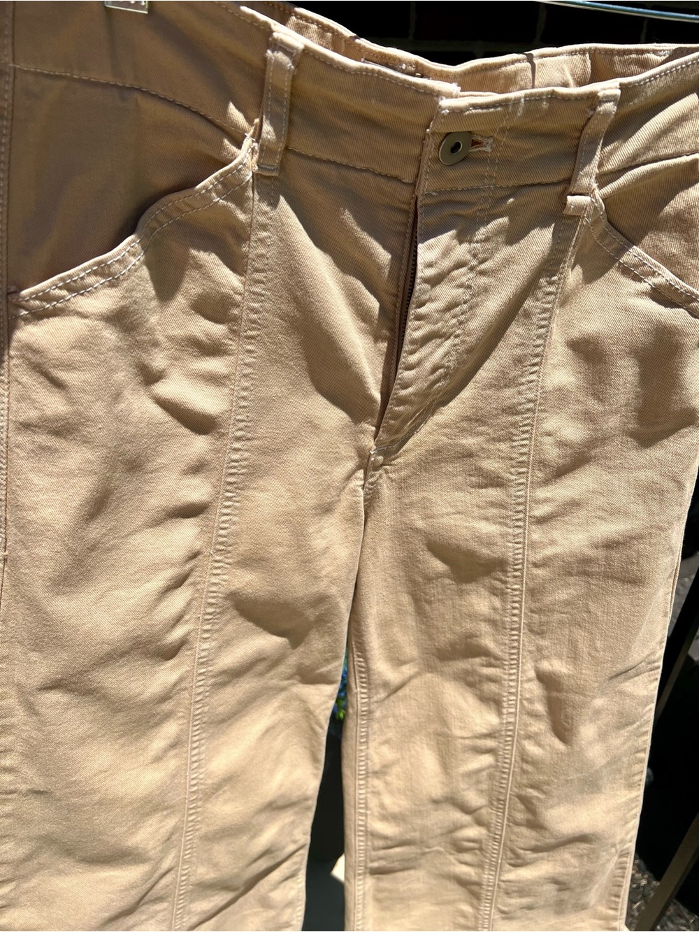Anthropologie Maeve Delaney Crop Clean-Seamed High-Rise Wide Leg Beige Size 27 - Picture 6 of 8